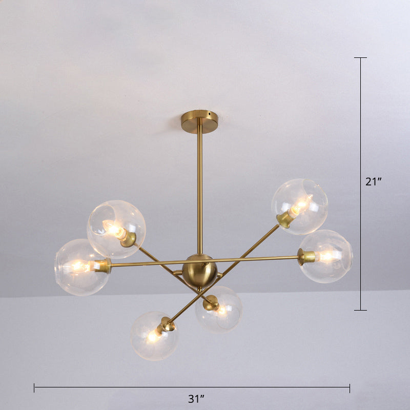 Sleek Glass Dining Chandelier - Minimalistic Ball Pendant Ceiling Light 6 / Gold Clear