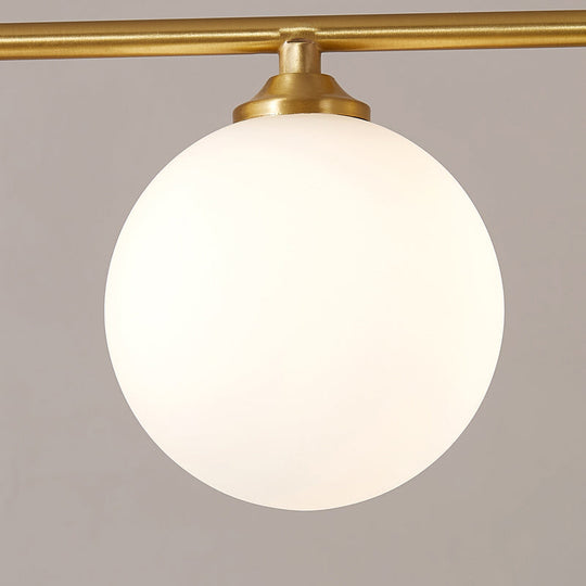 Gold Opaline Glass Pendant Light For Dining Room | Simplicity Ball Island Fixture