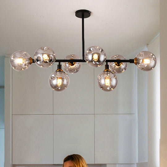 Black Dimpled Glass Ball Pendant Light For Modern Dining Room Island