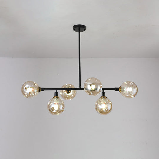 Black Dimpled Glass Ball Pendant Light For Modern Dining Room Island 6 / Amber