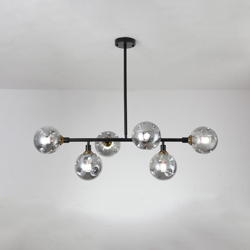 Black Dimpled Glass Ball Pendant Light For Modern Dining Room Island 6 / Smoke Gray