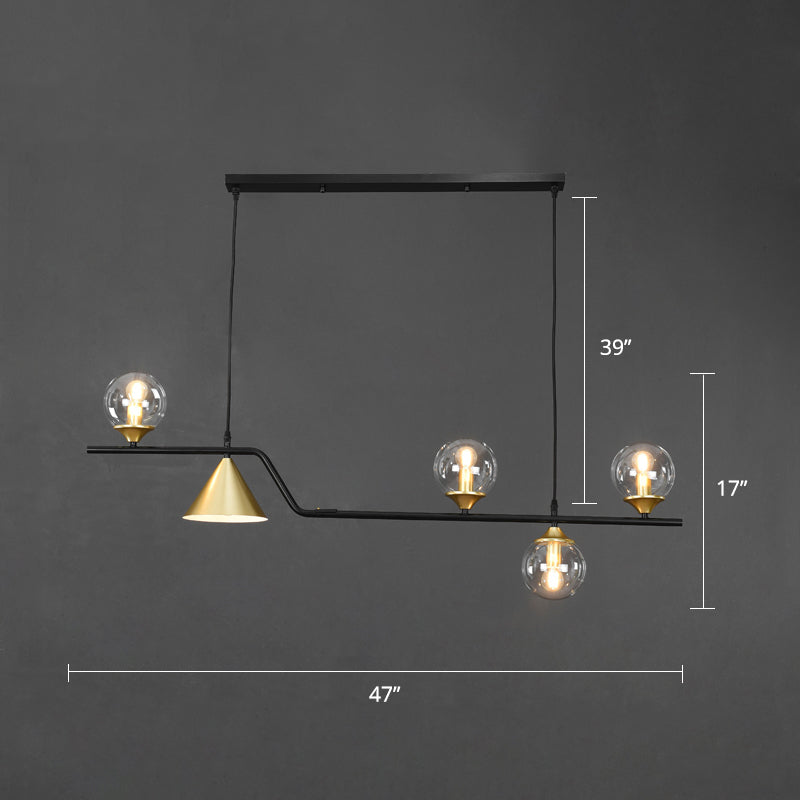 Ivory Glass Island Pendant Light: Geometric Contemporary Hanging Fixture For Restaurants 5 / Black