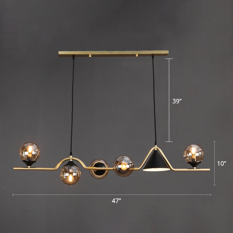 Ivory Glass Island Pendant Light: Geometric Contemporary Hanging Fixture For Restaurants 6 / Gold