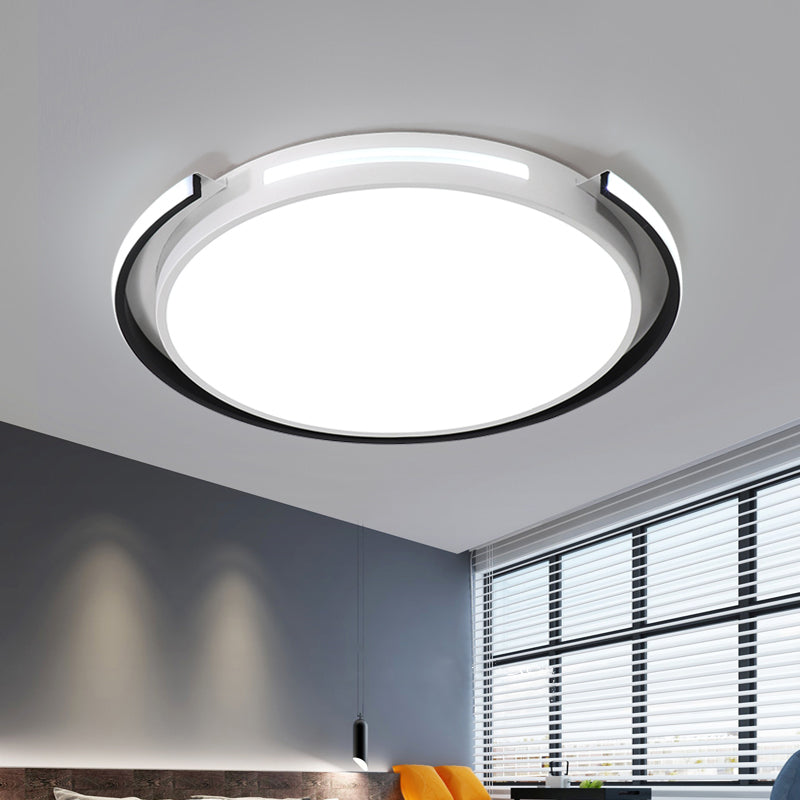 Black and White Round Ceiling Light with Acrylic Shade - Minimalism LED Flush Mounted Lamp