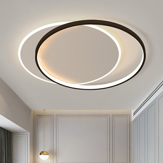 Circular Flush Light Fixture with Acrylic Shade in Black and White - Simplicity LED Ceiling Mount Lamp