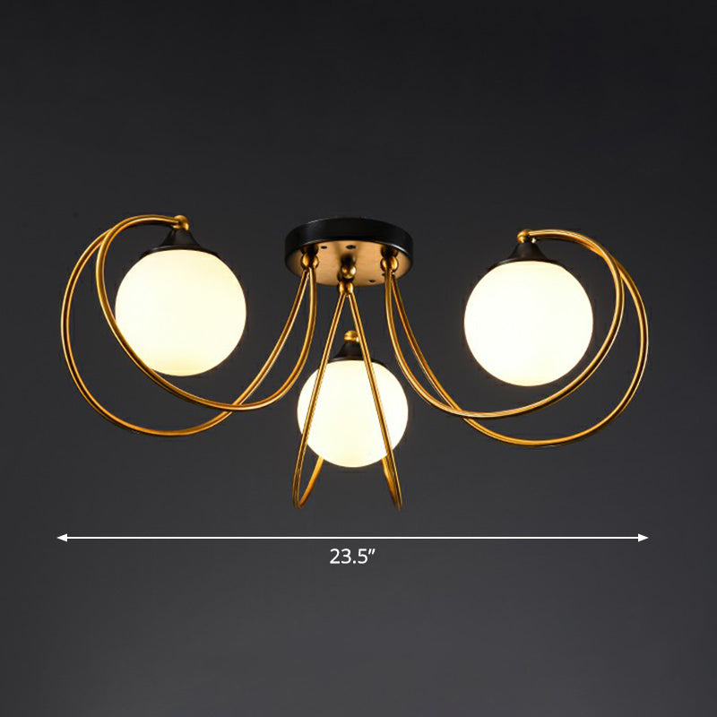 Postmodern Glass Flushmount Ceiling Light With Brass Finish - Ideal For Living Rooms 3 / White
