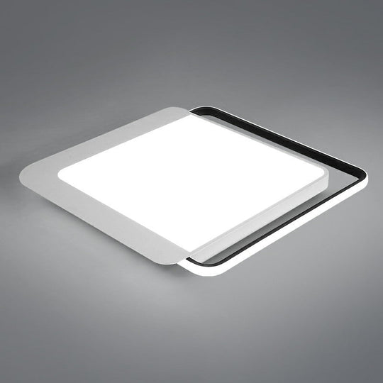 Black Square LED Flush Light with Acrylic Shade - Minimalist Flush Mount Ceiling Fixture