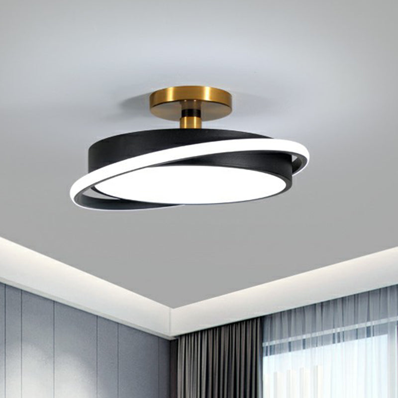 Nordic Acrylic Round Semi Flush Led Ceiling Light For Bedrooms