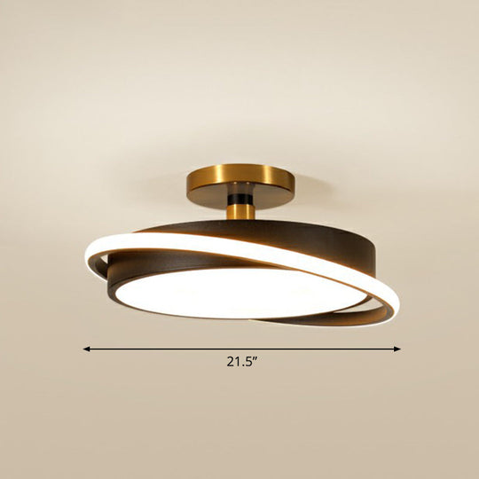 Nordic Acrylic Round Semi Flush Led Ceiling Light For Bedrooms
