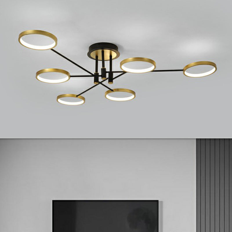 Simplicity Led Ceiling Lamp Modern Living Room Light Fixture 6 / Gold