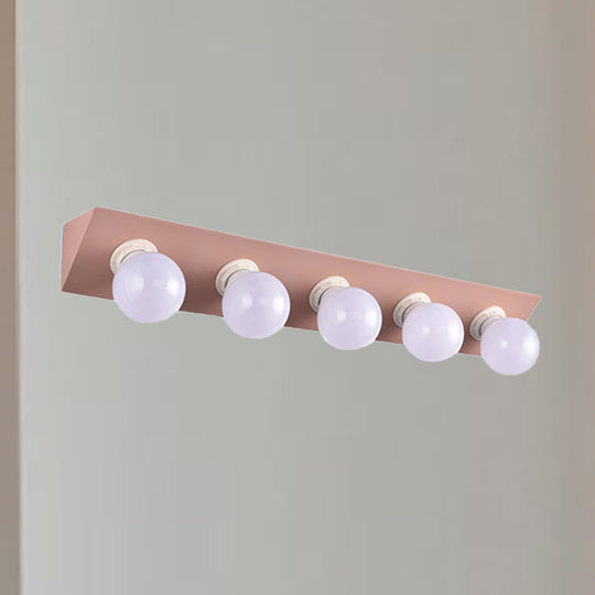 Macaron Style 5-Light Metal Vanity Sconce In Pink/Yellow - Brighten Up Your Walls Pink