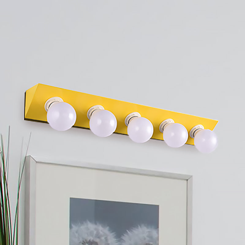 Macaron Style 5-Light Metal Vanity Sconce In Pink/Yellow - Brighten Up Your Walls