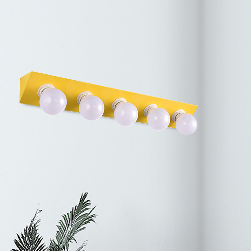 Macaron Style 5-Light Metal Vanity Sconce In Pink/Yellow - Brighten Up Your Walls Yellow