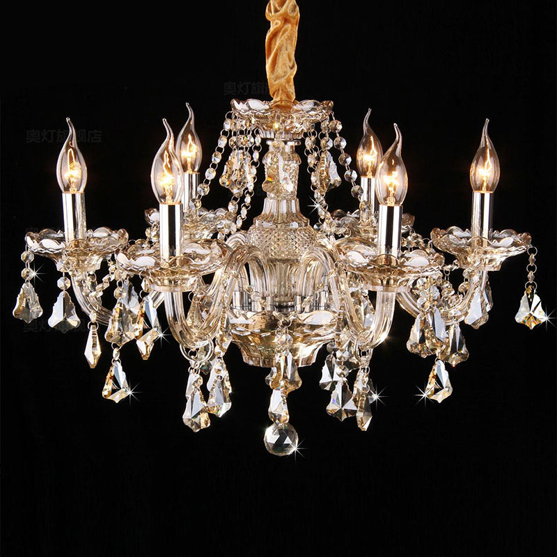 Traditional Cognac Glass Crystal Chandelier - Elegant Bedroom Suspension Lamp 6 /