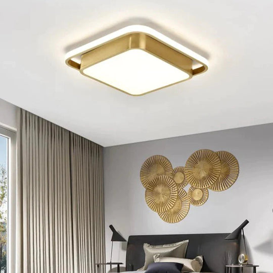 Copper Living Room Lamp Square LED Ceiling Lamp