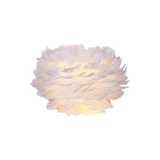 White Floral Wall Mount Light - Minimalist Feather Sconce For Bedroom