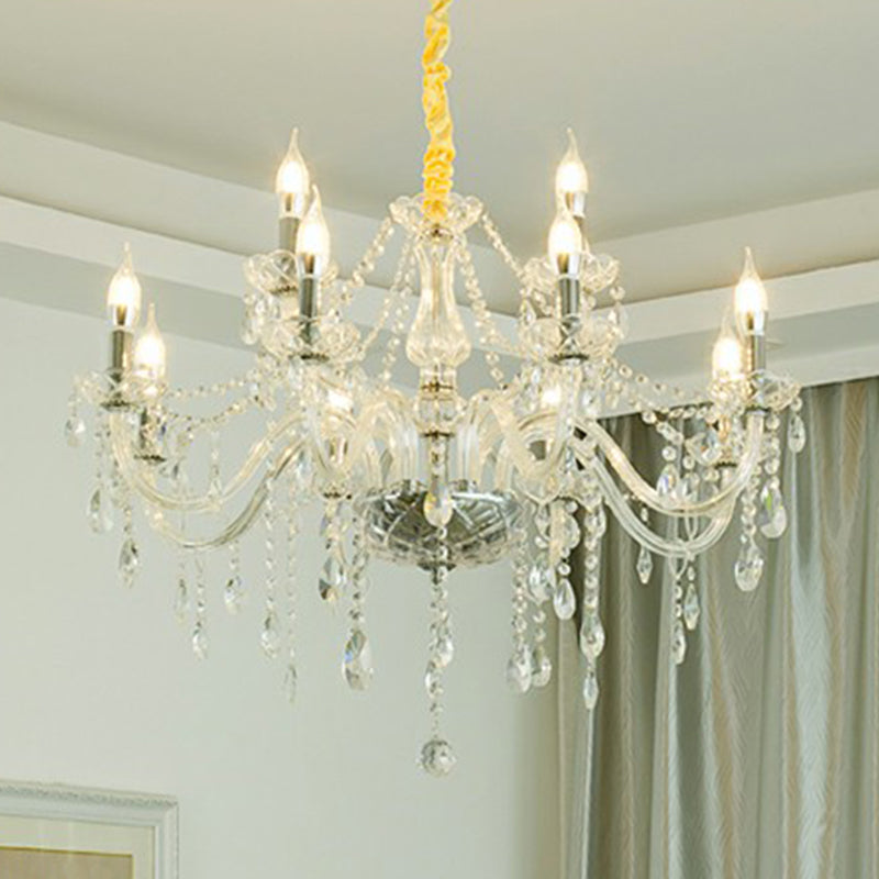Baroque Candelabra Chandelier: Clear Crystal Pendant Light For Dining Room