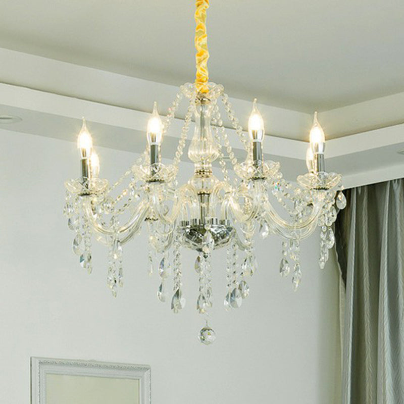 Baroque Candelabra Chandelier: Clear Crystal Pendant Light For Dining Room