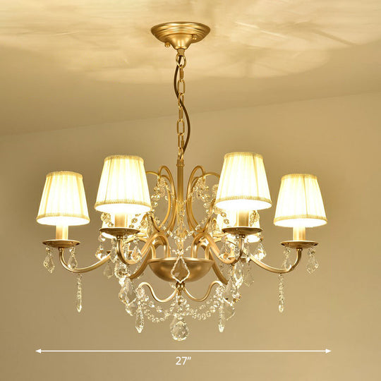 Classic Crystal Pendant Chandelier With Metal Gold Finish 6 / With Shade