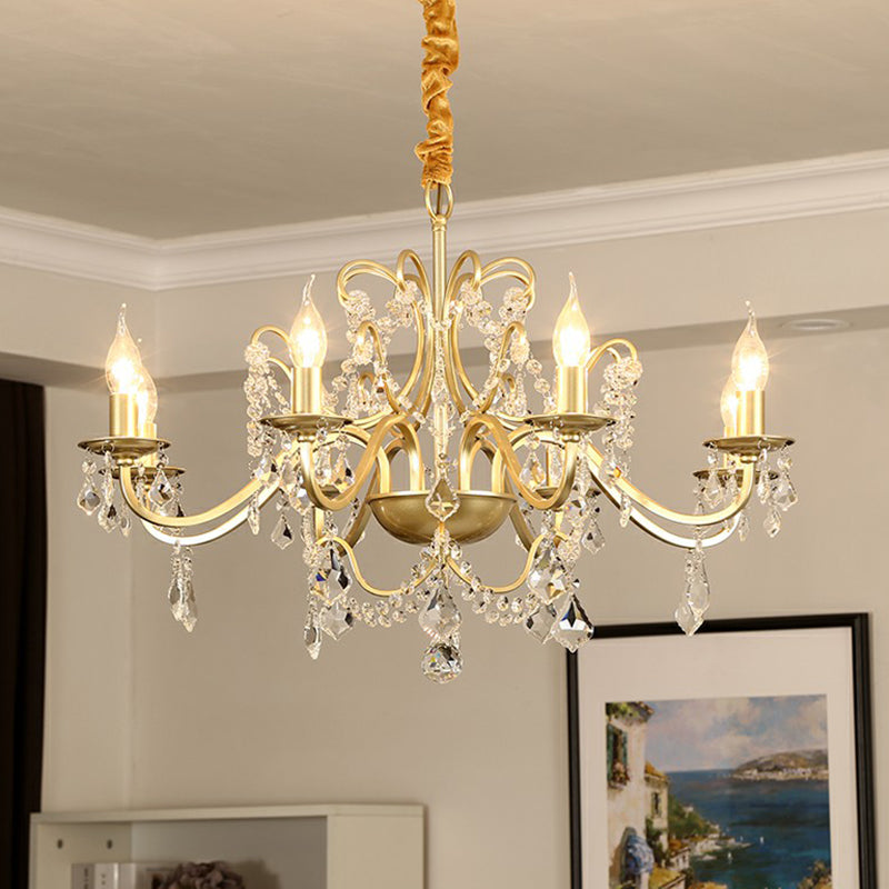 Classic Crystal Pendant Chandelier With Metal Gold Finish
