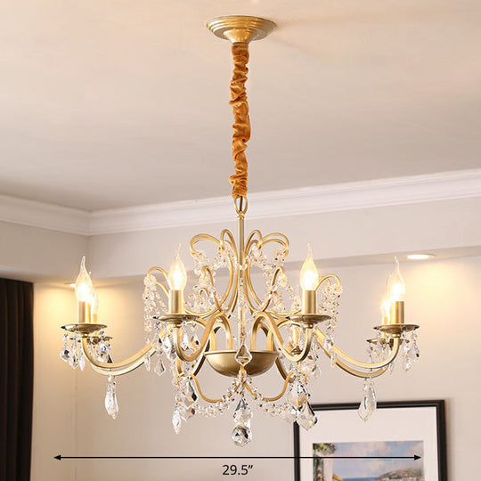 Classic Crystal Pendant Chandelier With Metal Gold Finish 8 / Shadeless