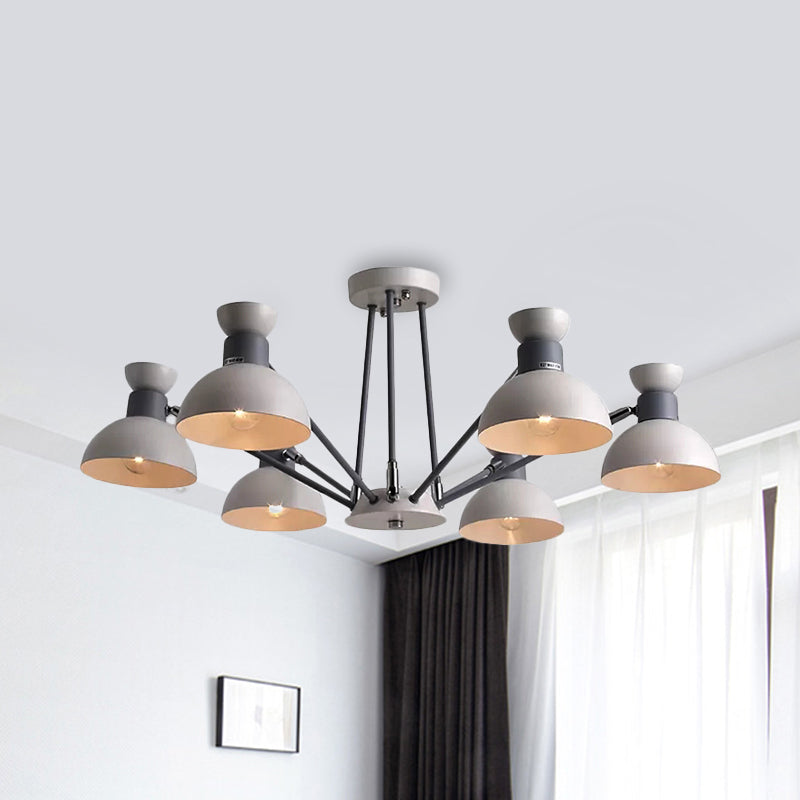 Modern Rotatable Metal Domed Chandelier Light With 6 Heads - Ideal For Living Room