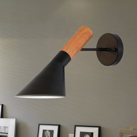 Nordic Monochrome Wall Light: Single Bulb Metallic Sconce For Showrooms And Galleries Black