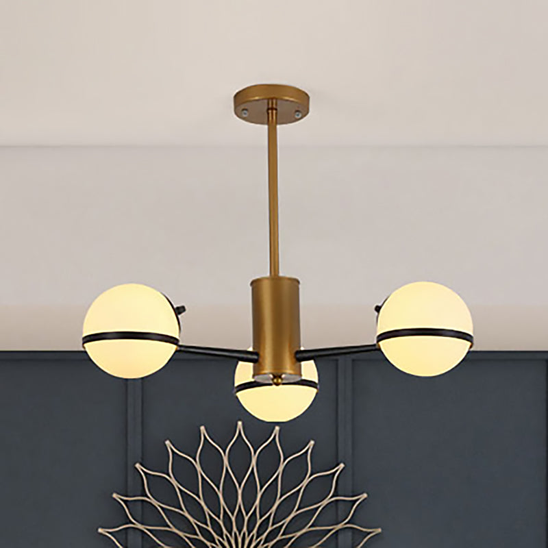 Modern Gold Chandelier With White Glass Orb Shades 3/6 Light Ceiling Pendant 3 /