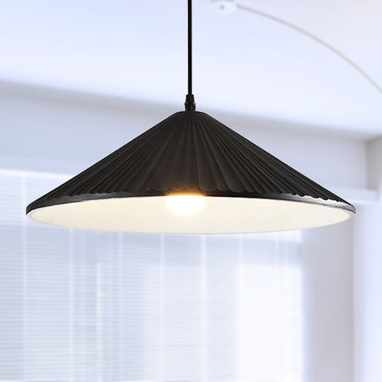 Modern Hat Ceiling Pendant Light - Resin, 1 Light, 8"/12.5"/16" Dia - Grey/White/Black