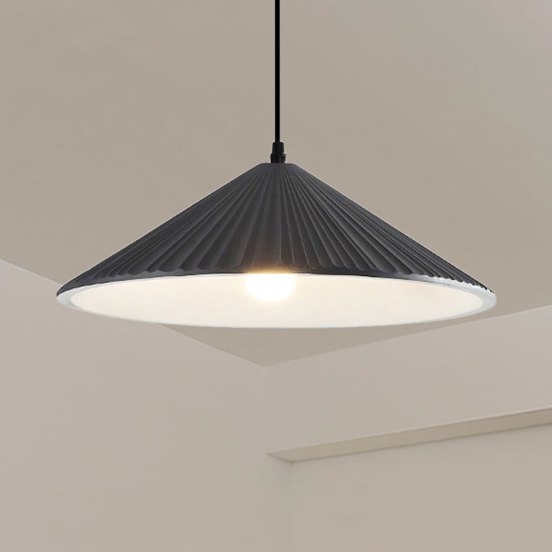 Modern Resin Hanging Pendant Light - 1-Light 8/12.5/16 Dia Grey/White/Black Finish