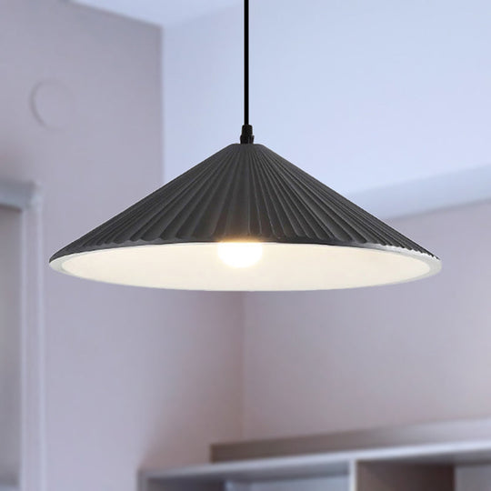 Modern Hat Ceiling Pendant Light - Resin, 1 Light, 8"/12.5"/16" Dia - Grey/White/Black