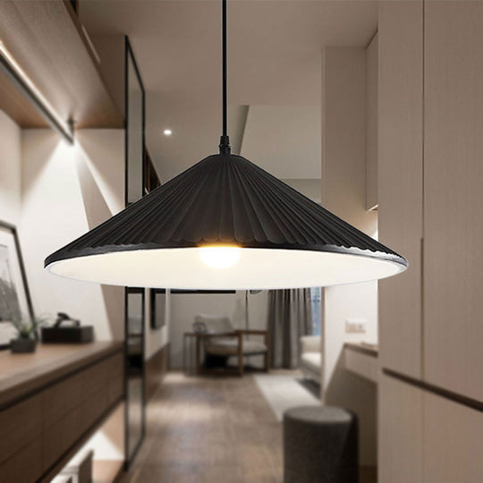 Modern Hat Ceiling Pendant Light - Resin, 1 Light, 8"/12.5"/16" Dia - Grey/White/Black