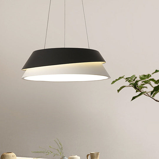 Modern Black Cone Pendant Light Kit: Acrylic Led Hanging Ceiling In Warm/White Glow / White