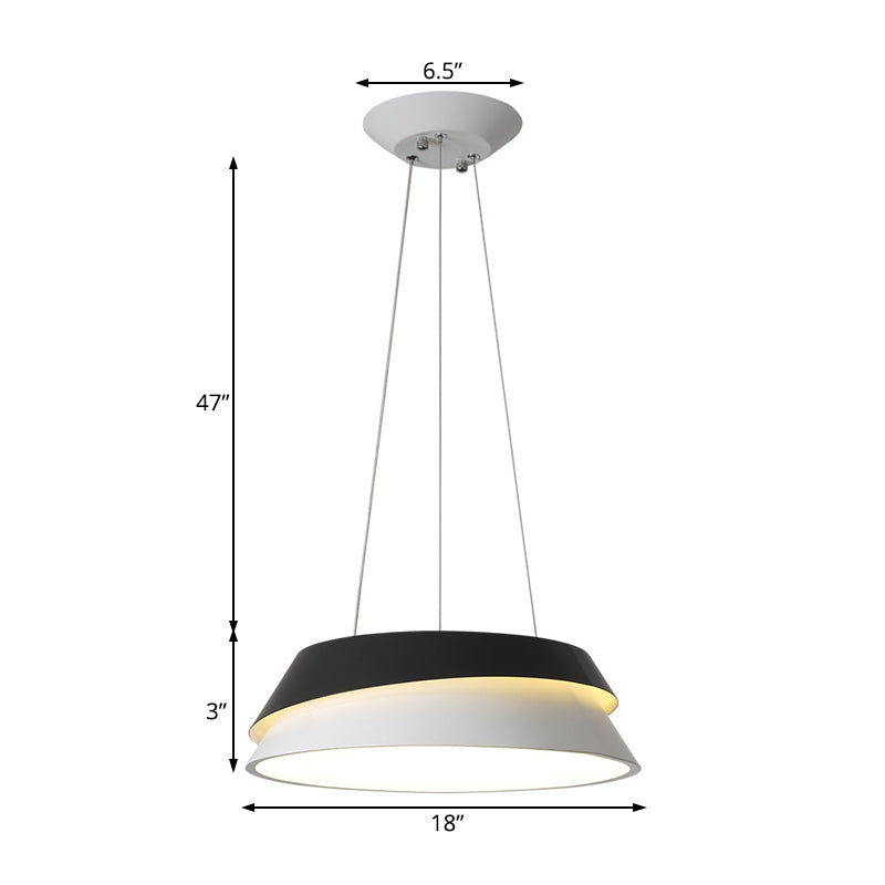 Modern Black Cone Pendant Light Kit: Acrylic Led Hanging Ceiling In Warm/White Glow