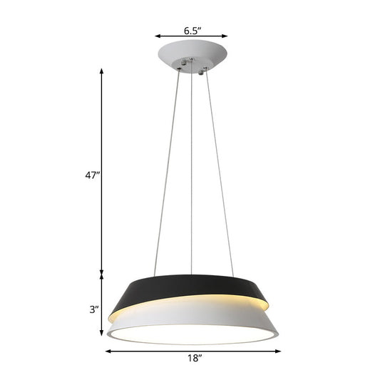 Modern Black Cone Pendant Light Kit: Acrylic Led Hanging Ceiling In Warm/White Glow