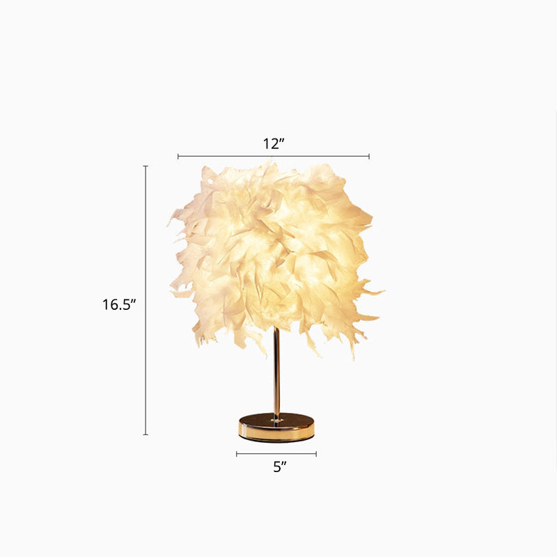 Feather Nightstand Lamp - White Cylindrical Night Table Light With Simplicity In Single Bulb Design