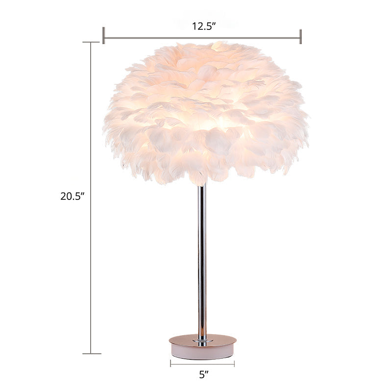 Minimalistic Dome Shaded Bedside Table Lamp - Feather 1 Head Night Stand Light