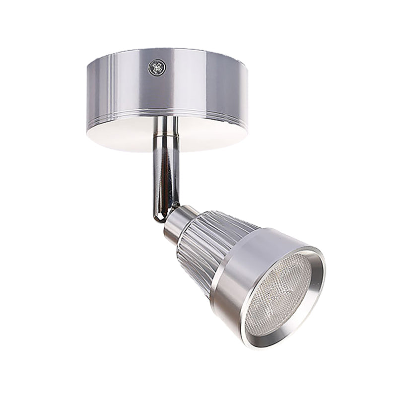 Modern Bell Wall Light: Rotatable Metal Led Sconce In Black/Chrome - With/Without Switch