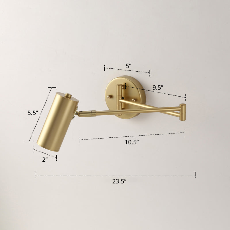 Postmodern Tubular Wall Lamp With Extendable Arm - Stylish Bedside Reading Light Gold