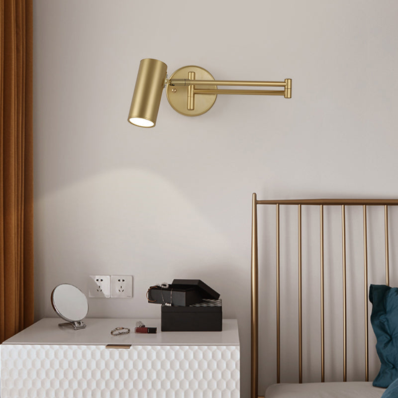 Postmodern Tubular Wall Lamp With Extendable Arm - Stylish Bedside Reading Light