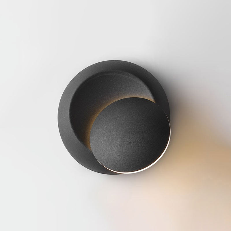 Nordic Moon-Shaped Led Sconce: Moveable Bedside Wall Light Black