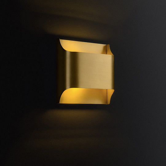 Golden Flush Wall Sconce - Modern Metal Light For Stairs