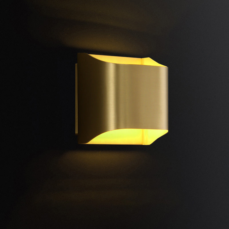 Golden Flush Wall Sconce - Modern Metal Light For Stairs Gold / 4