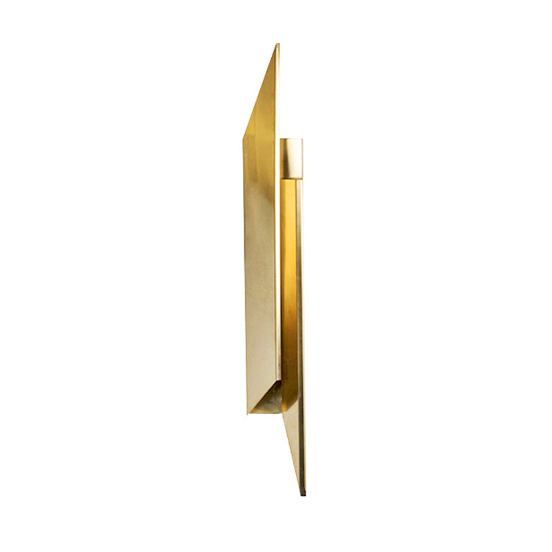 Gold Art Deco Led Wall Lamp: Quadrilateral Metallic Sconce For Bedroom
