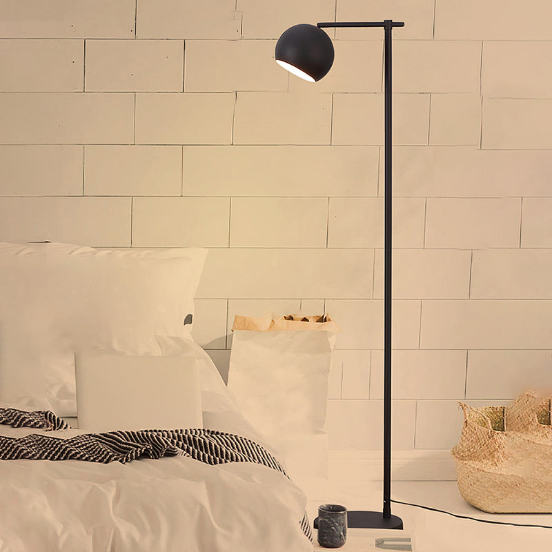 Postmodern Metal Floor Lamp With Adjustable Dome Shade - 1 Head Standing Light For Living Room Black