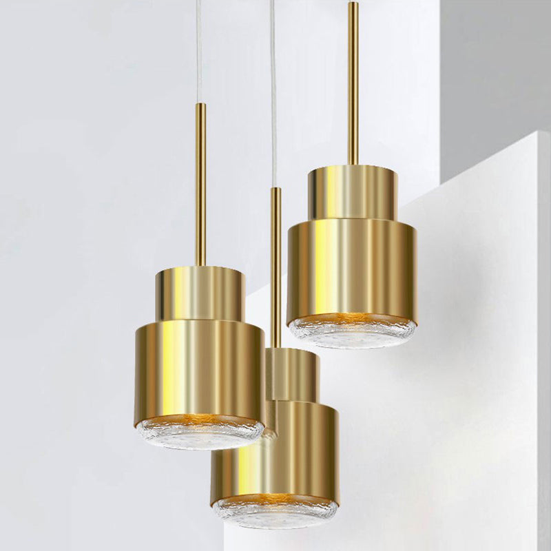 Postmodern Metal 1-Light Gold Pendulum Light with Glass Diffuser - Grenade Shaped Drop Pendant
