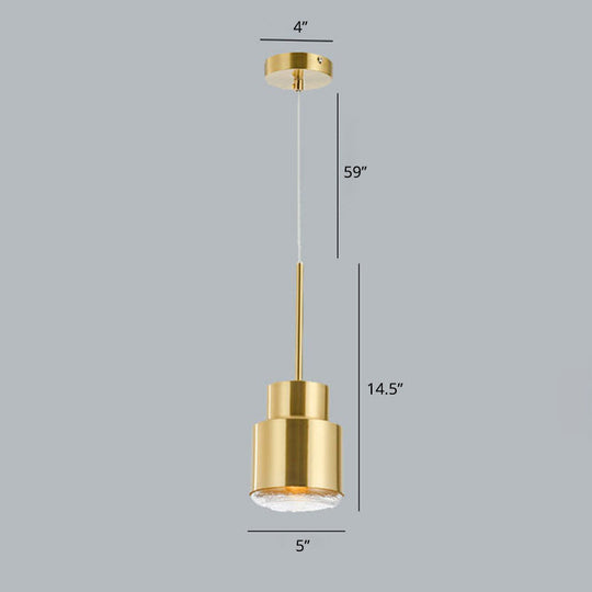 Gold Grenade Drop Pendant: Postmodern Metal 1-Light With Glass Diffuser