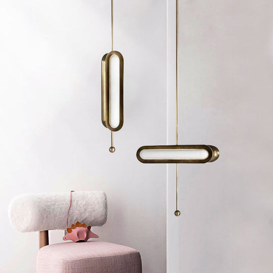 Gold Plated Led Hanging Light For Dining Room - Modern Metal Suspension Lighting