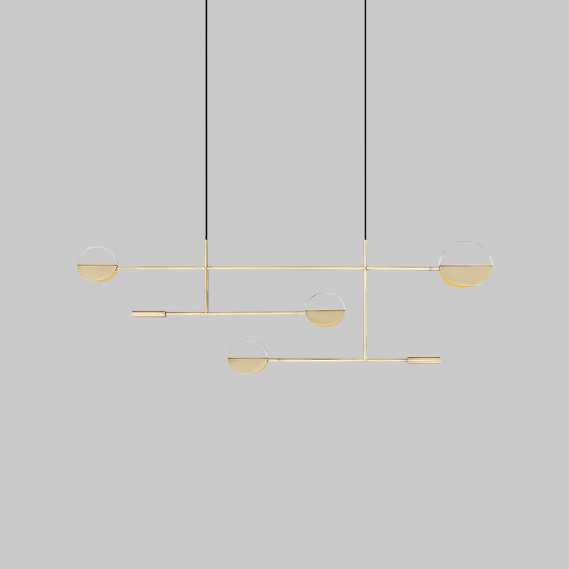 Minimalist 3-Arm Pendant Light With 4 Bulbs For Dining Room Island Gold