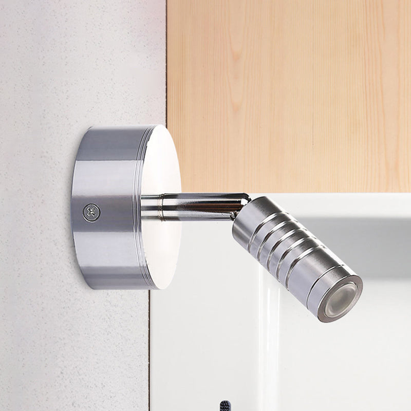 Modern Mini Tubed Led Wall Lamp- Bathroom Chrome Sconce Light Fixture In Warm/White Lighting